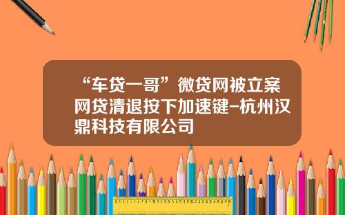 “车贷一哥”微贷网被立案网贷清退按下加速键-杭州汉鼎科技有限公司
