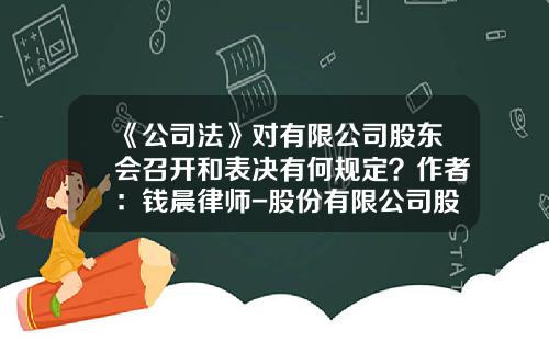 《公司法》对有限公司股东会召开和表决有何规定？作者：钱晨律师-股份有限公司股东大会是什么