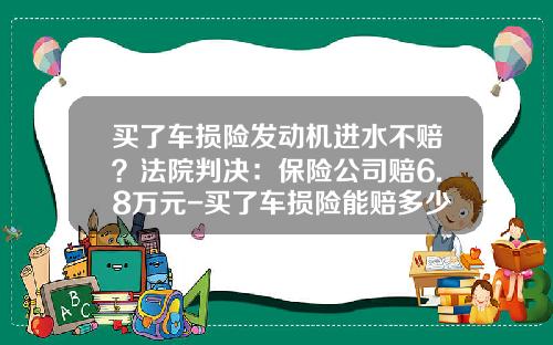 买了车损险发动机进水不赔？法院判决：保险公司赔6.8万元-买了车损险能赔多少【新闻】