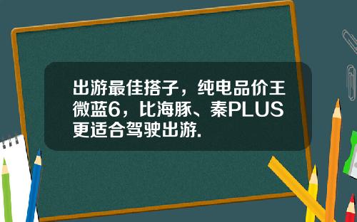 出游最佳搭子，纯电品价王微蓝6，比海豚、秦PLUS更适合驾驶出游.