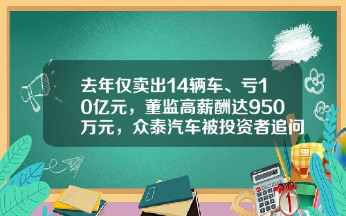 去年仅卖出14辆车、亏10亿元，董监高薪酬达950万元，众泰汽车被投资者追问