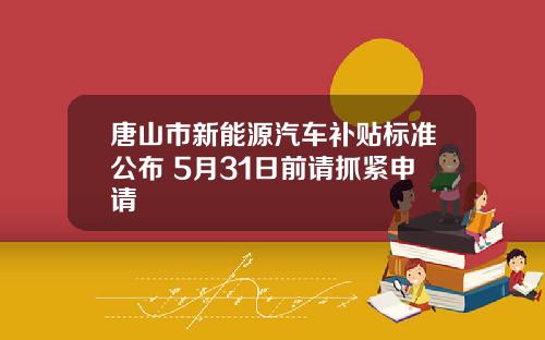 唐山市新能源汽车补贴标准公布 5月31日前请抓紧申请