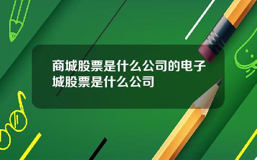 商城股票是什么公司的电子城股票是什么公司