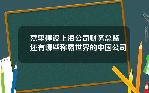 嘉里建设上海公司财务总监还有哪些称霸世界的中国公司