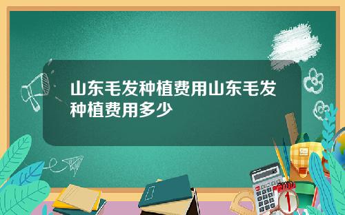 山东毛发种植费用山东毛发种植费用多少
