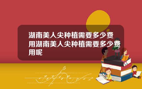 湖南美人尖种植需要多少费用湖南美人尖种植需要多少费用呢