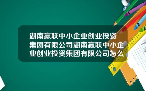 湖南赢联中小企业创业投资集团有限公司湖南赢联中小企业创业投资集团有限公司怎么样