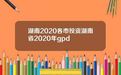 湖南2020各市投资湖南省2020年gpd