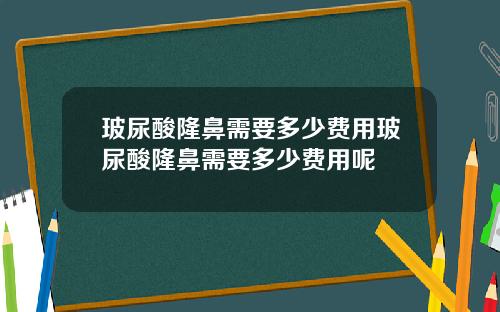玻尿酸隆鼻需要多少费用玻尿酸隆鼻需要多少费用呢
