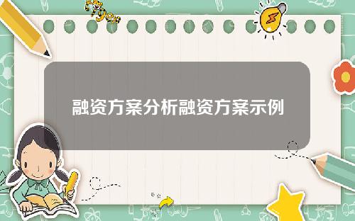 融资方案分析融资方案示例