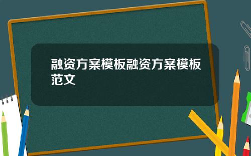 融资方案模板融资方案模板范文