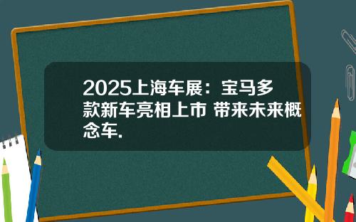 2025上海车展：宝马多款新车亮相上市 带来未来概念车.