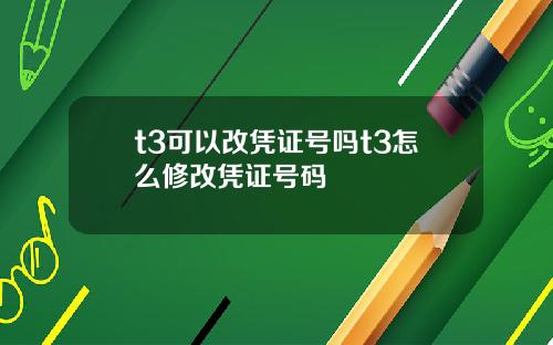 t3可以改凭证号吗t3怎么修改凭证号码