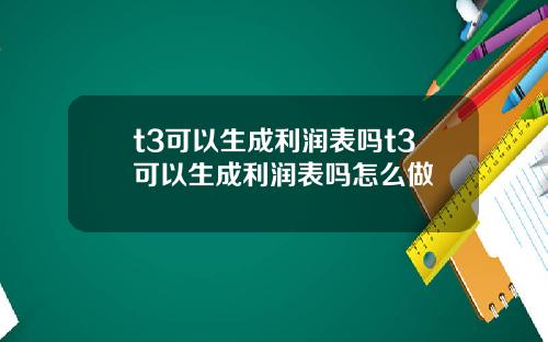 t3可以生成利润表吗t3可以生成利润表吗怎么做
