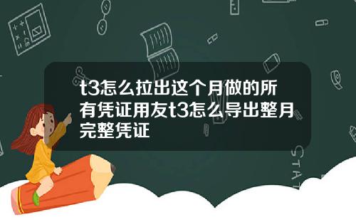 t3怎么拉出这个月做的所有凭证用友t3怎么导出整月完整凭证
