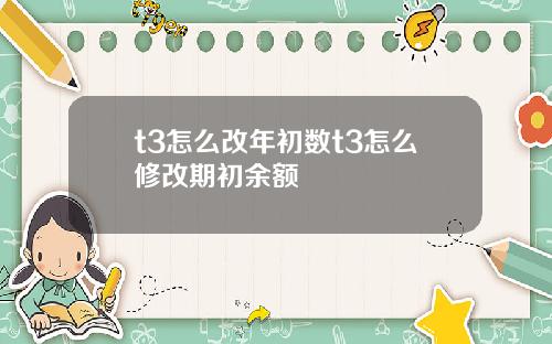 t3怎么改年初数t3怎么修改期初余额