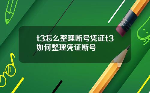 t3怎么整理断号凭证t3如何整理凭证断号