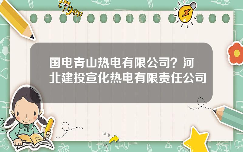 国电青山热电有限公司？河北建投宣化热电有限责任公司
