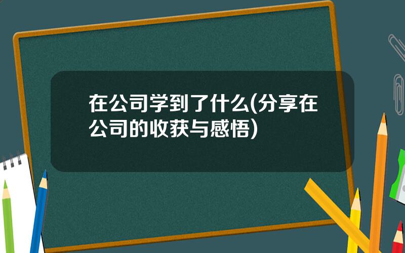 在公司学到了什么(分享在公司的收获与感悟)