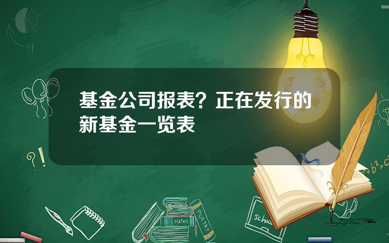 基金公司报表？正在发行的新基金一览表