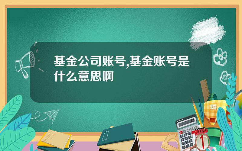 基金公司账号,基金账号是什么意思啊