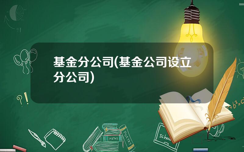 基金分公司(基金公司设立分公司)