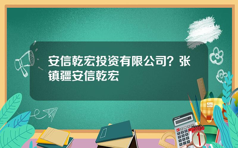 安信乾宏投资有限公司？张镇疆安信乾宏