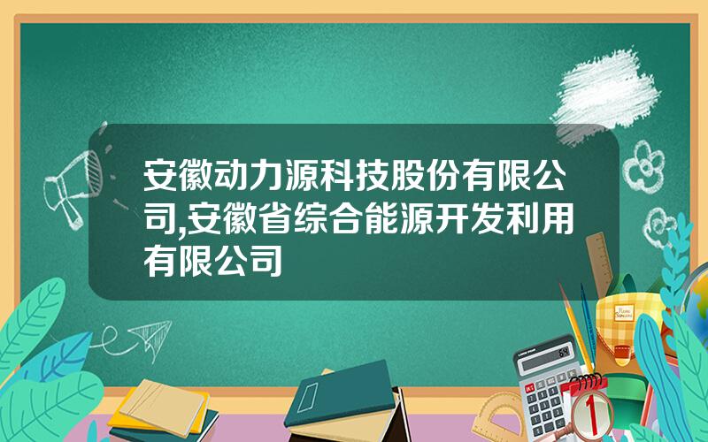 安徽动力源科技股份有限公司,安徽省综合能源开发利用有限公司