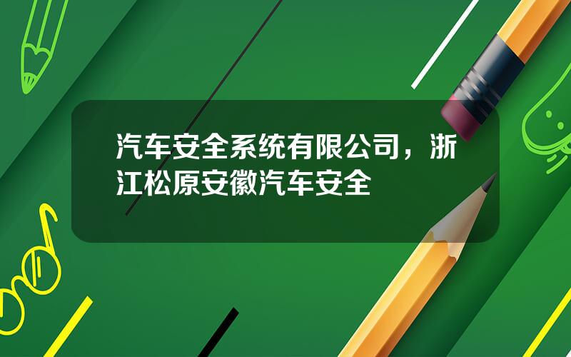 汽车安全系统有限公司，浙江松原安徽汽车安全